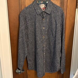 Robert Graham Navy and White Striped Button Down Shirt
